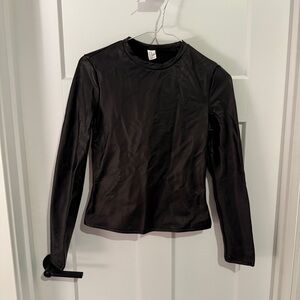 Black Pleather Body Con Long Sleeve Women's Top NWT
